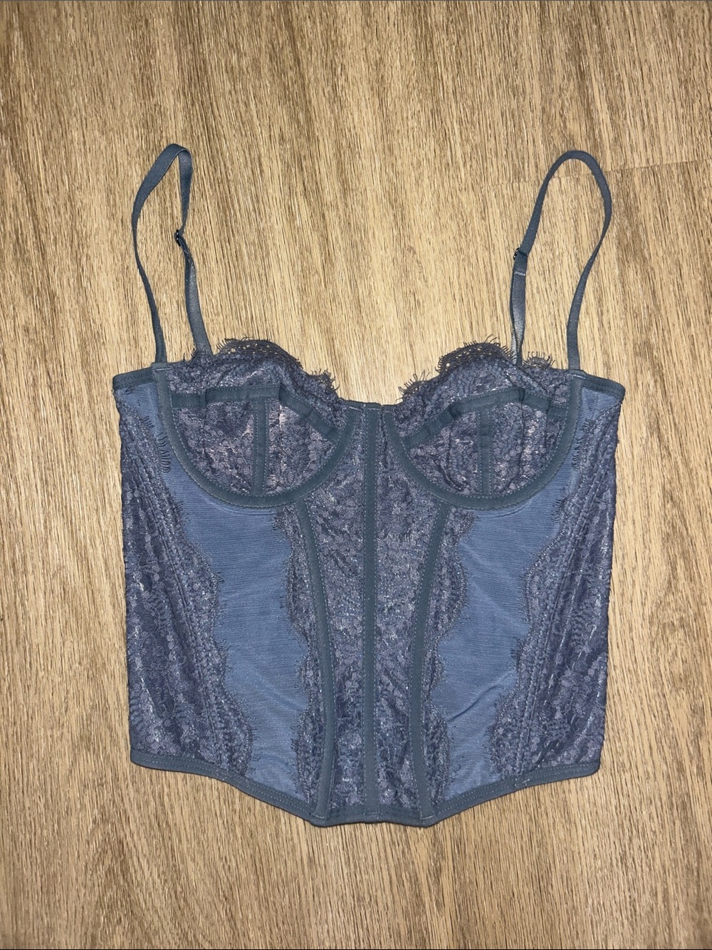 Urban Outfitters Slate Blue Lace Bustier Top
